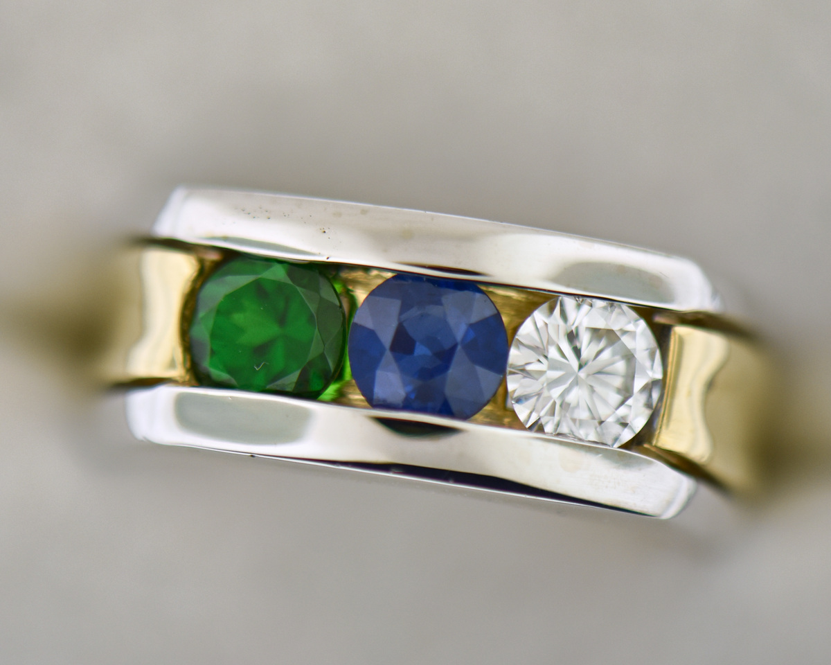 Triple Gem Ring, Blue Sapphire Ring, Art Deco Jewelry Design#D41 – Silver  Embrace