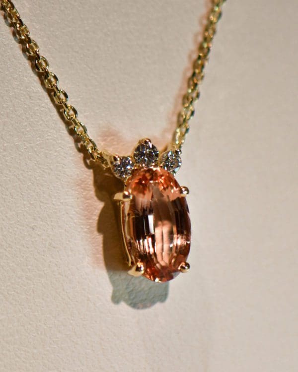 elegant estate pendant with diamonds and orange imperial topaz 3