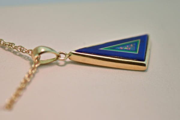 estate intarsia pendant in gold with opal malachite and lapis 2