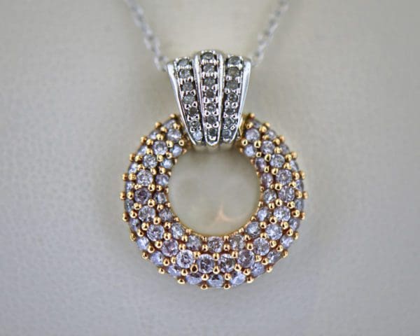 estate natural pink diamond pave pendant white and rose gold