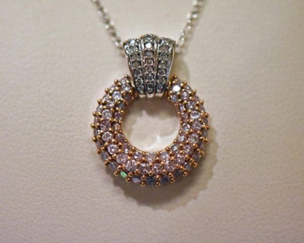 estate natural pink diamond pave pendant white and rose gold 2