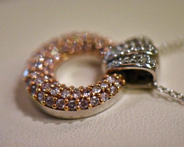 estate natural pink diamond pave pendant white and rose gold 3