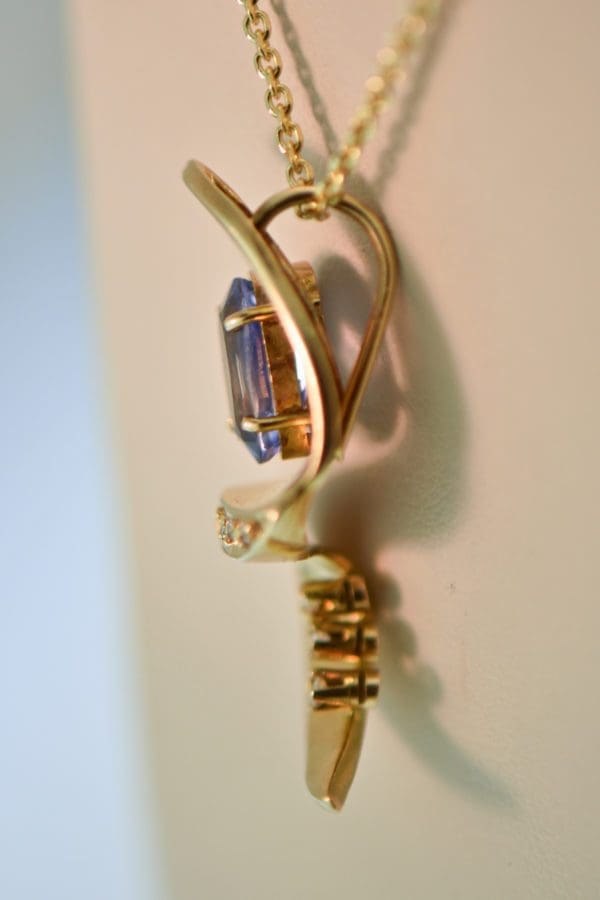 freeform custom japanese 18k cornflower blue sapphire pendant 2