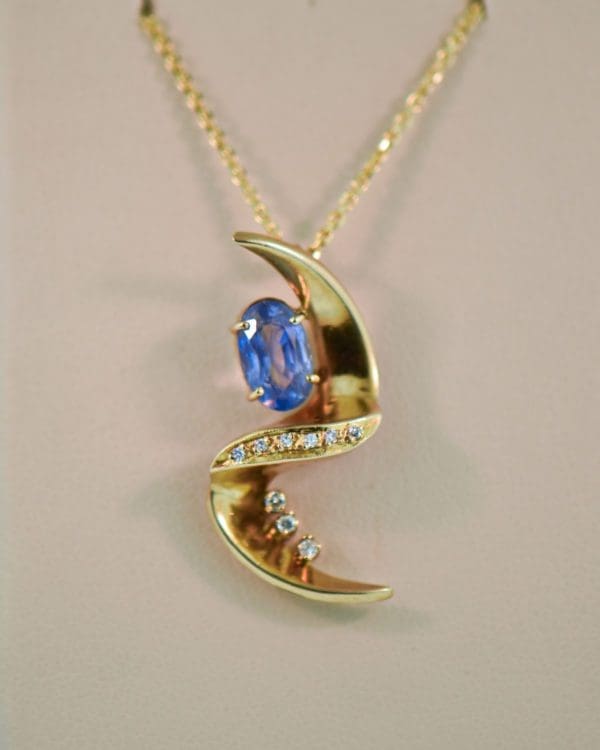 freeform custom japanese 18k cornflower blue sapphire pendant 3