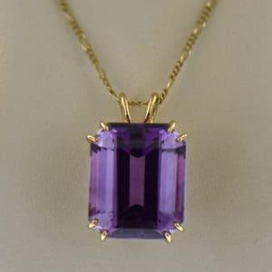 huge emerald cut amethyst gold solitaire pendant