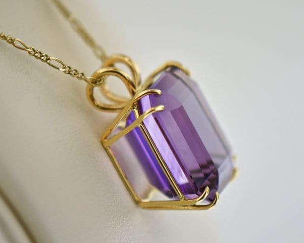 huge emerald cut amethyst gold solitaire pendant 2