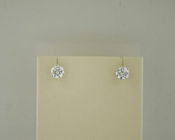 lab grown diamond stud earrings in white gold martini settings