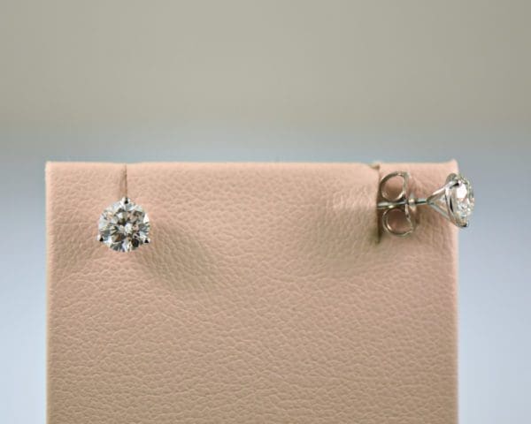 lab grown diamond stud earrings in white gold martini settings 3