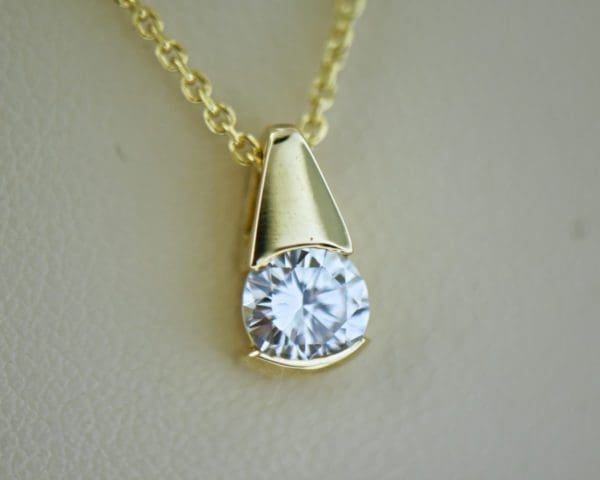 Round Diamond Solitaire Pendant in 14k Yellow Gold .85ct