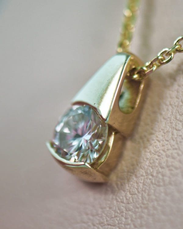 round diamond solitaire pendant yellow gold .80ct 3