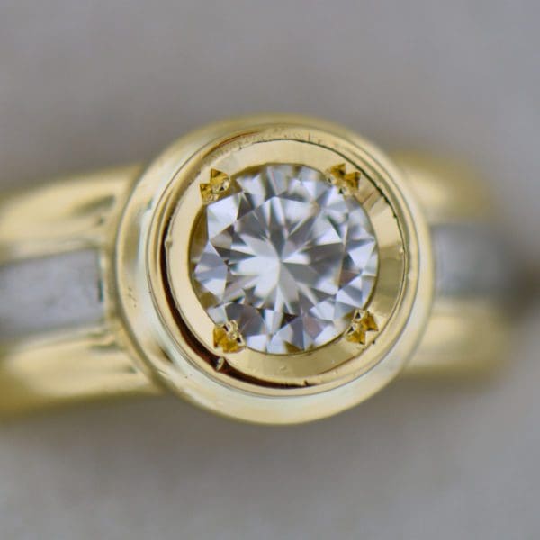 top quality custom 18k gold bezel set ring with 1ct round diamond 5