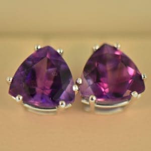 trillion amethyst stud earrings white gold 2