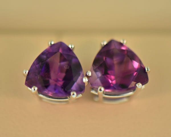 trillion amethyst stud earrings white gold 2