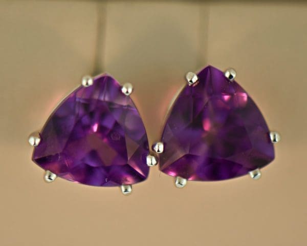 trillion amethyst stud earrings white gold 3