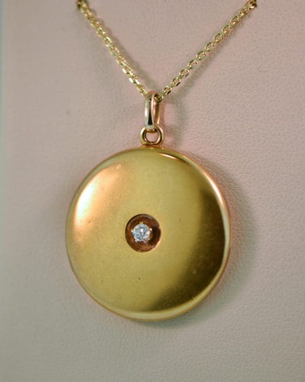 victorian antique gold locket with diamond and engraving 2