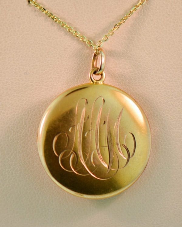 victorian antique gold locket with diamond and engraving 3