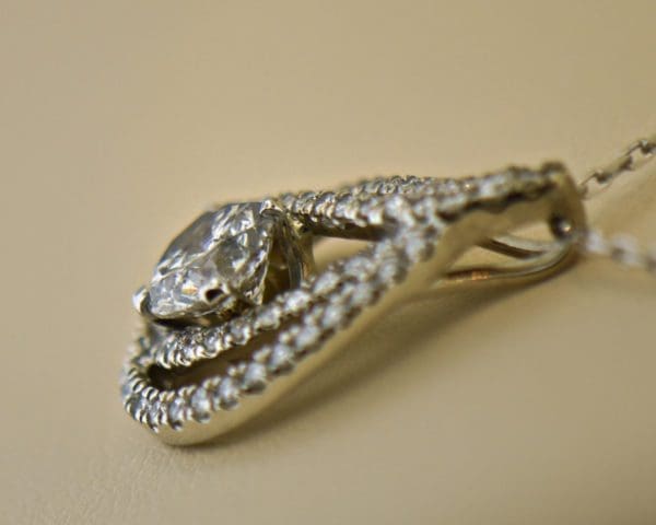 white gold 1.25ct round diamond pear drop pendant 3