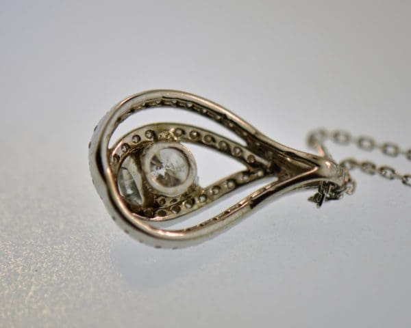 white gold 1.25ct round diamond pear drop pendant 4