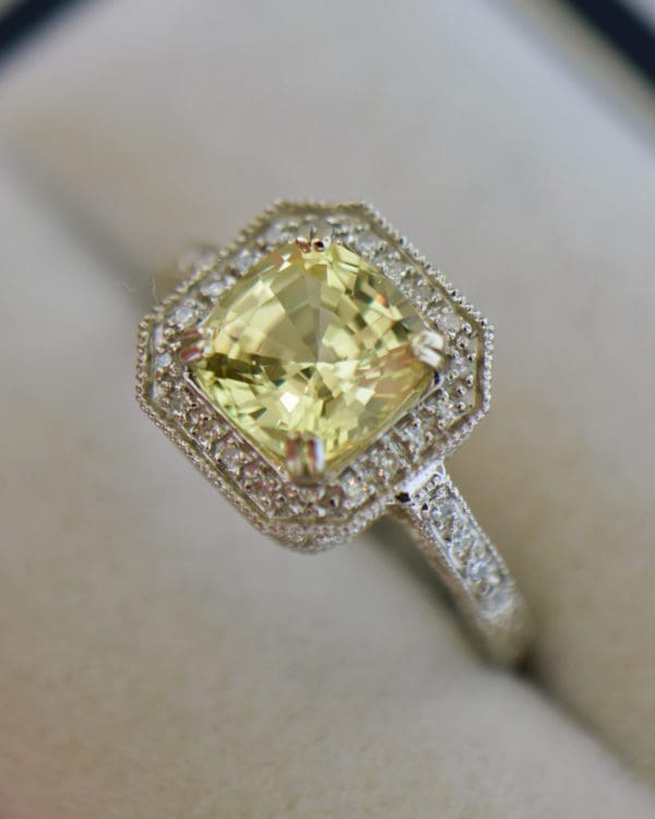 yellow sapphire vintage style halo engagement ring white gold 2