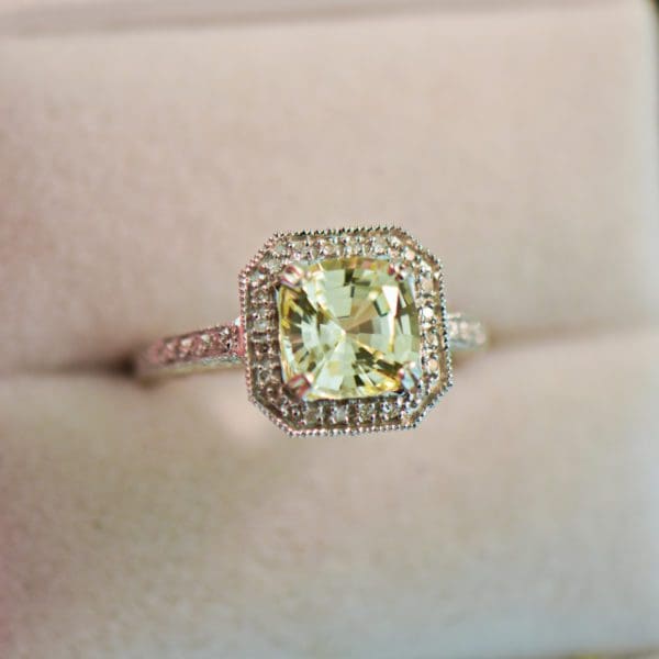 yellow sapphire vintage style halo engagement ring white gold 4