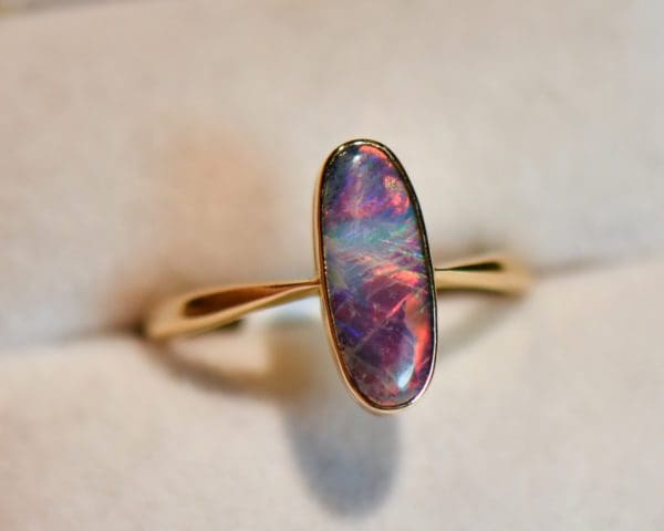 antique british 18k gold opal doublet solitaire ring 3