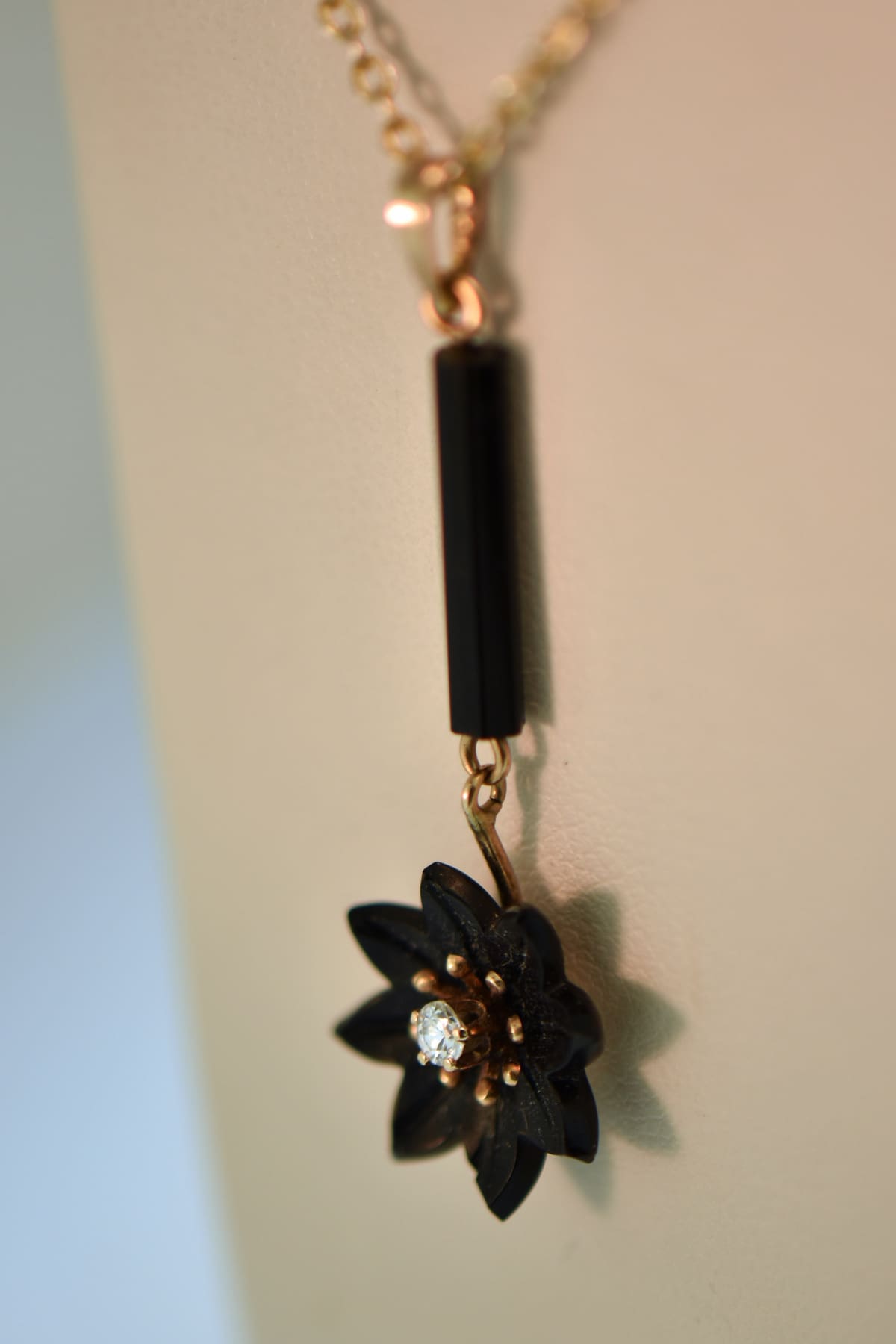 Ever Blossom Necklace, Yellow Gold, Onyx & Diamonds - Jewelry