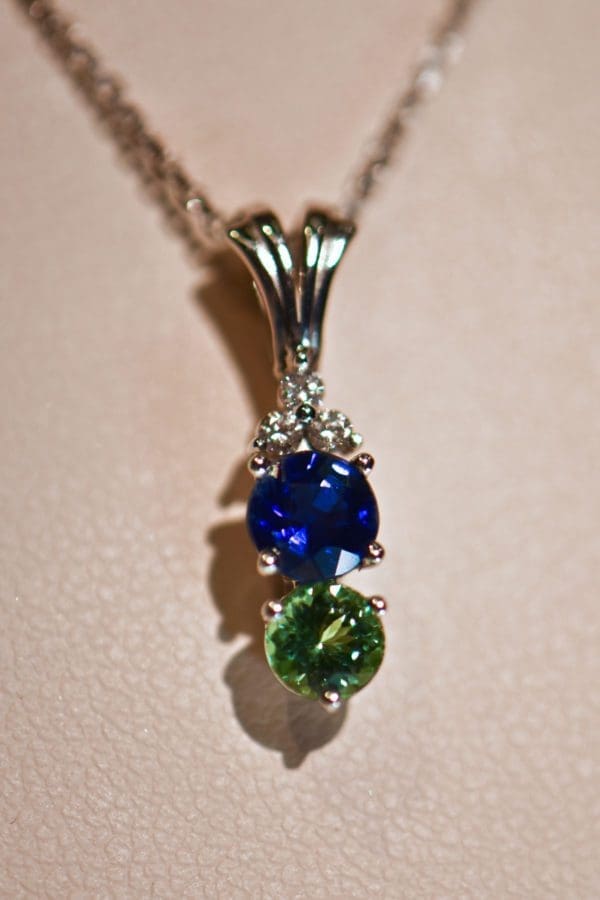 blue sapphire and mint tourmaline drop seahawks pendant 4