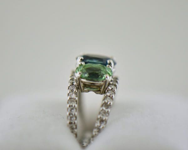 custom three stone ring with blue spinel and mint tourmalines 3