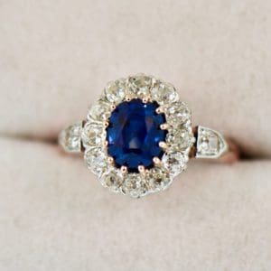 edwardian princess diana style sapphire diamond ring no heat pailin blue sapphire
