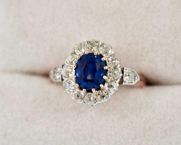 edwardian princess diana style sapphire diamond ring no heat pailin blue sapphire