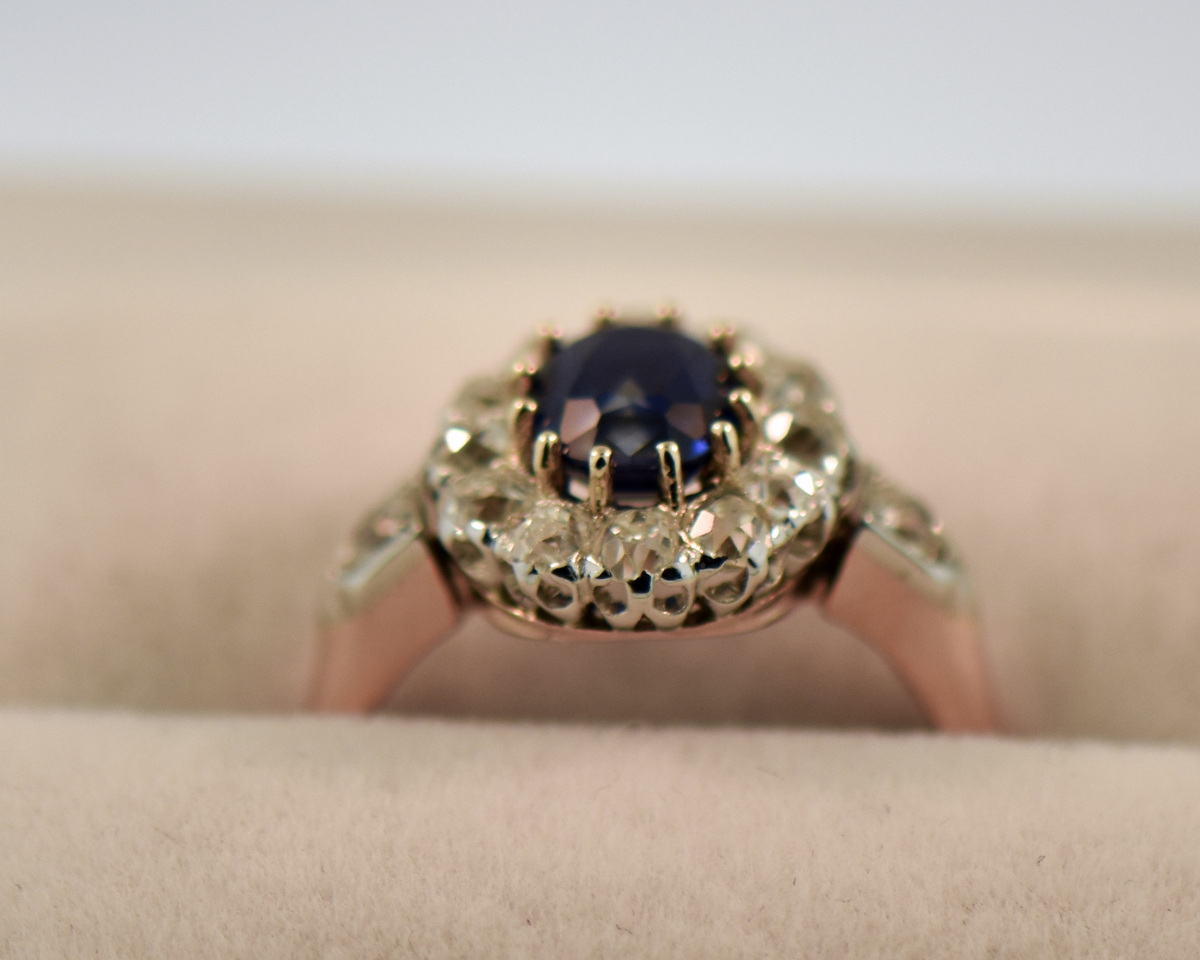 Oval Sapphire and Moissanite Princess Diana Replica Ring - eng175 -  MoissaniteCo.com