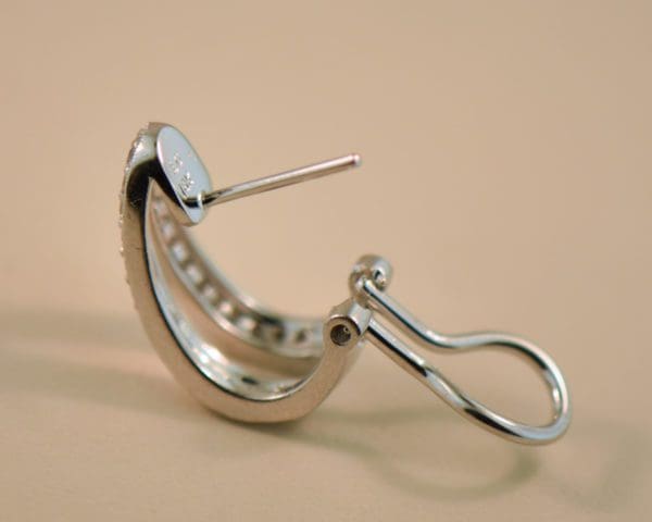 elegant white gold diamond double hoop earrings with omega backs 2
