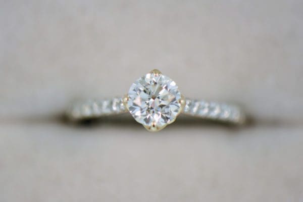 90ct round diamond accented solitaire modern engagement ring