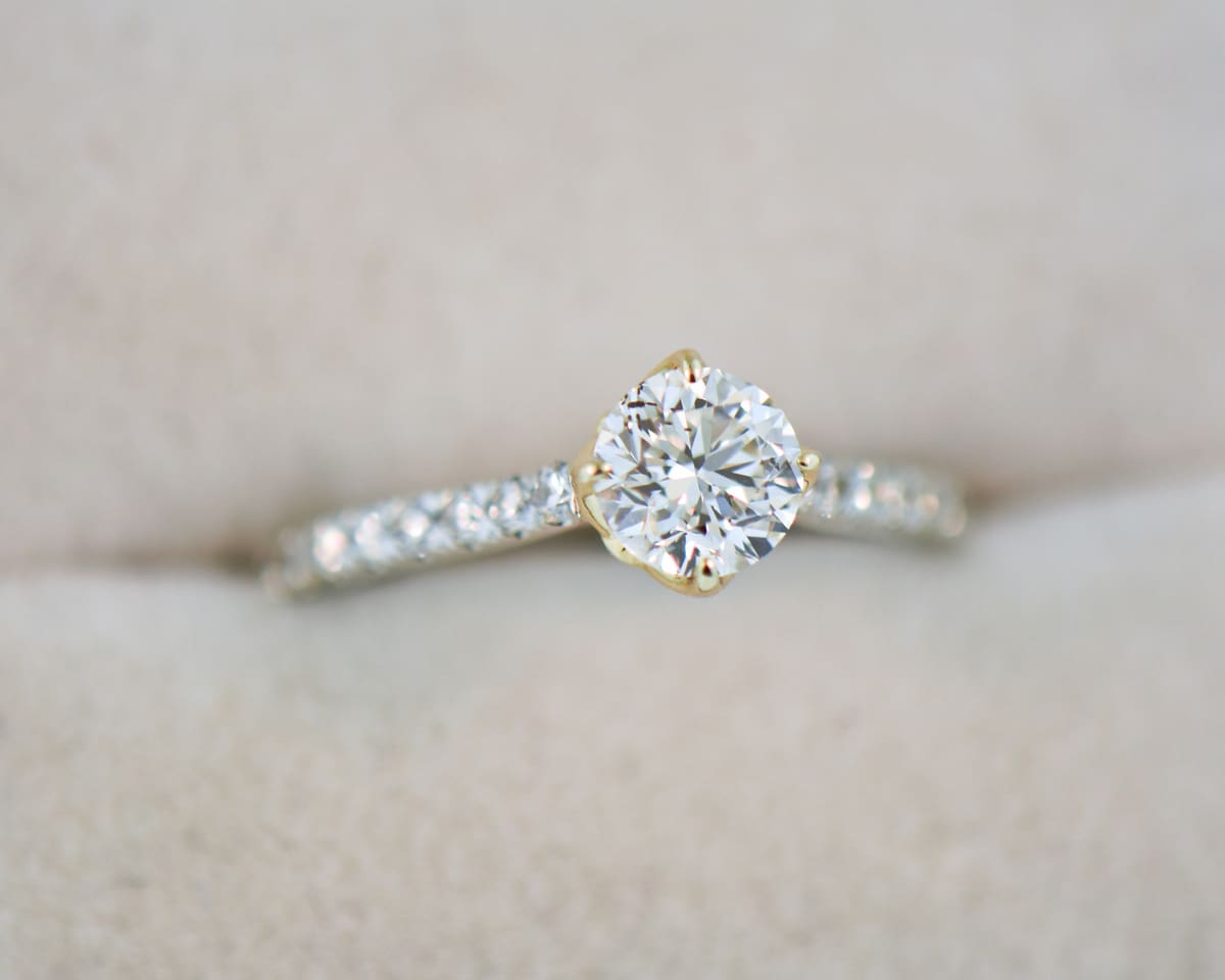 Diamond Solitaire Engagement Ring with Pavé Band