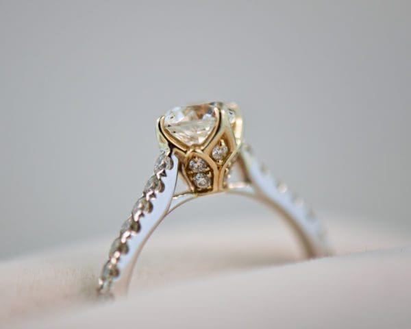 90ct round diamond accented solitaire modern engagement ring 3