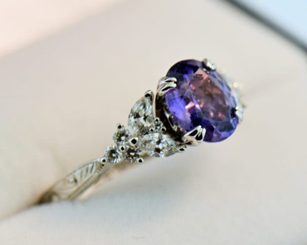 amazing purple sapphire and diamond engagement ring 3