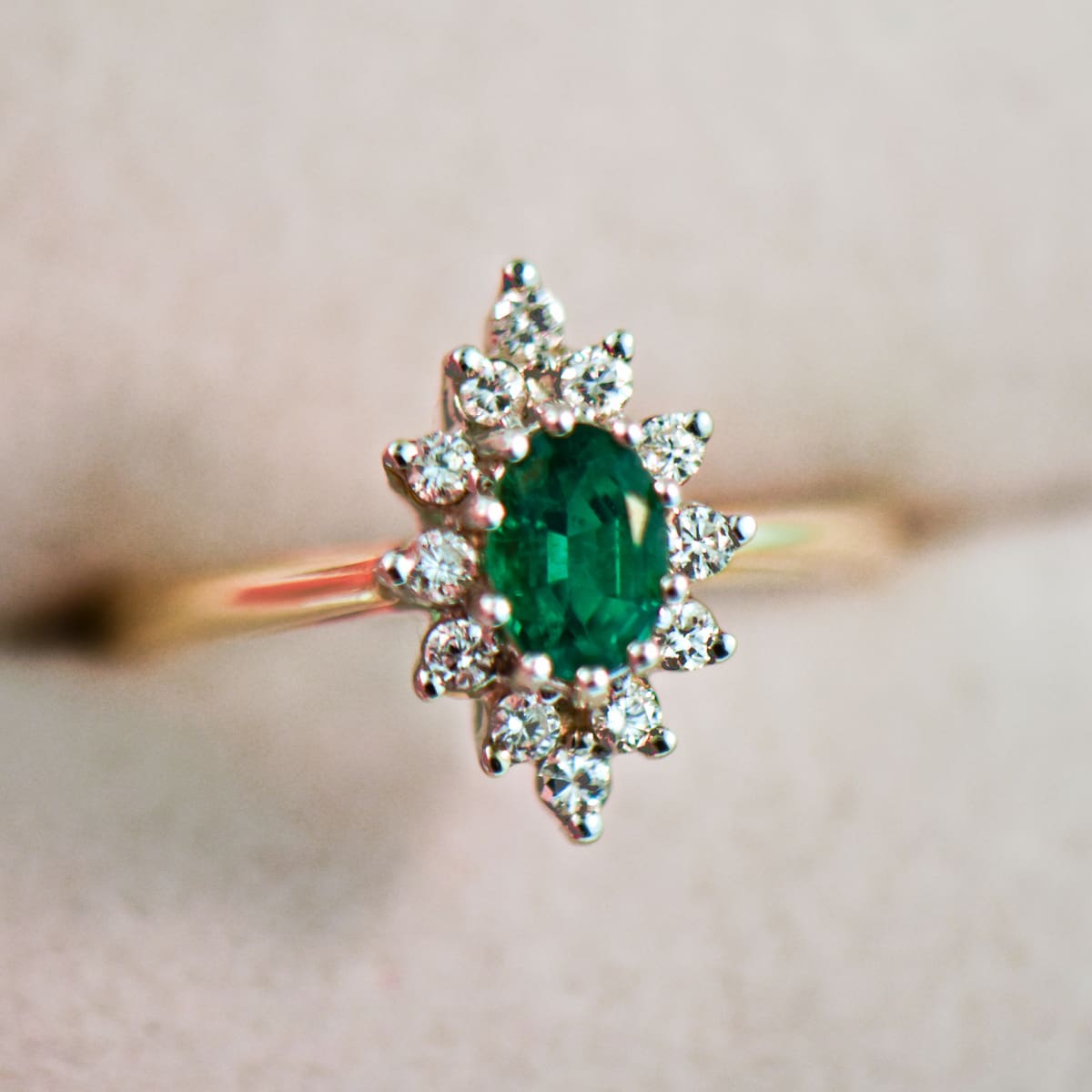 Vintage Emerald Diamond Navette Ring Exquisite Jewelry for Every Occasion FWCJ