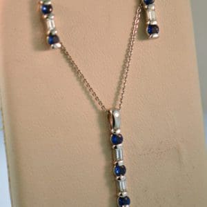 estate sapphire and diamond pendant and earring set