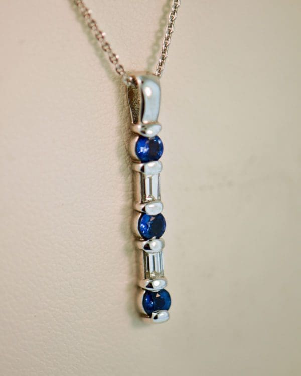 estate sapphire and diamond pendant and earring set 3