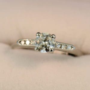 half carat diamond mid century engagement ring platinum