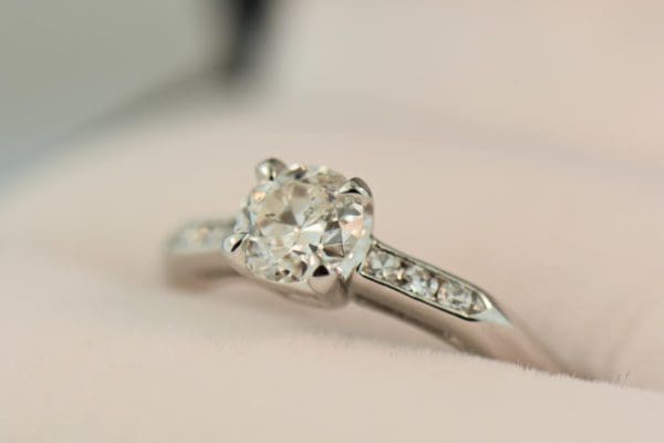 half carat diamond mid century engagement ring platinum 4