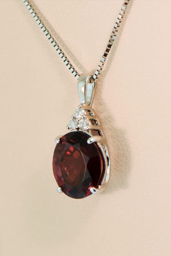 modern classic red garnet and diamond pendant 2