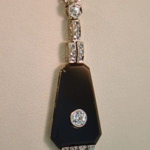 platinum art deco onyx and diamond jazz era pendant