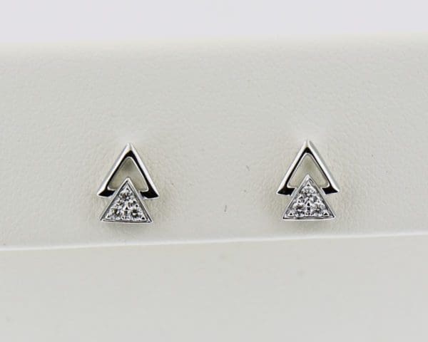 angular diamond white gold stud earrings