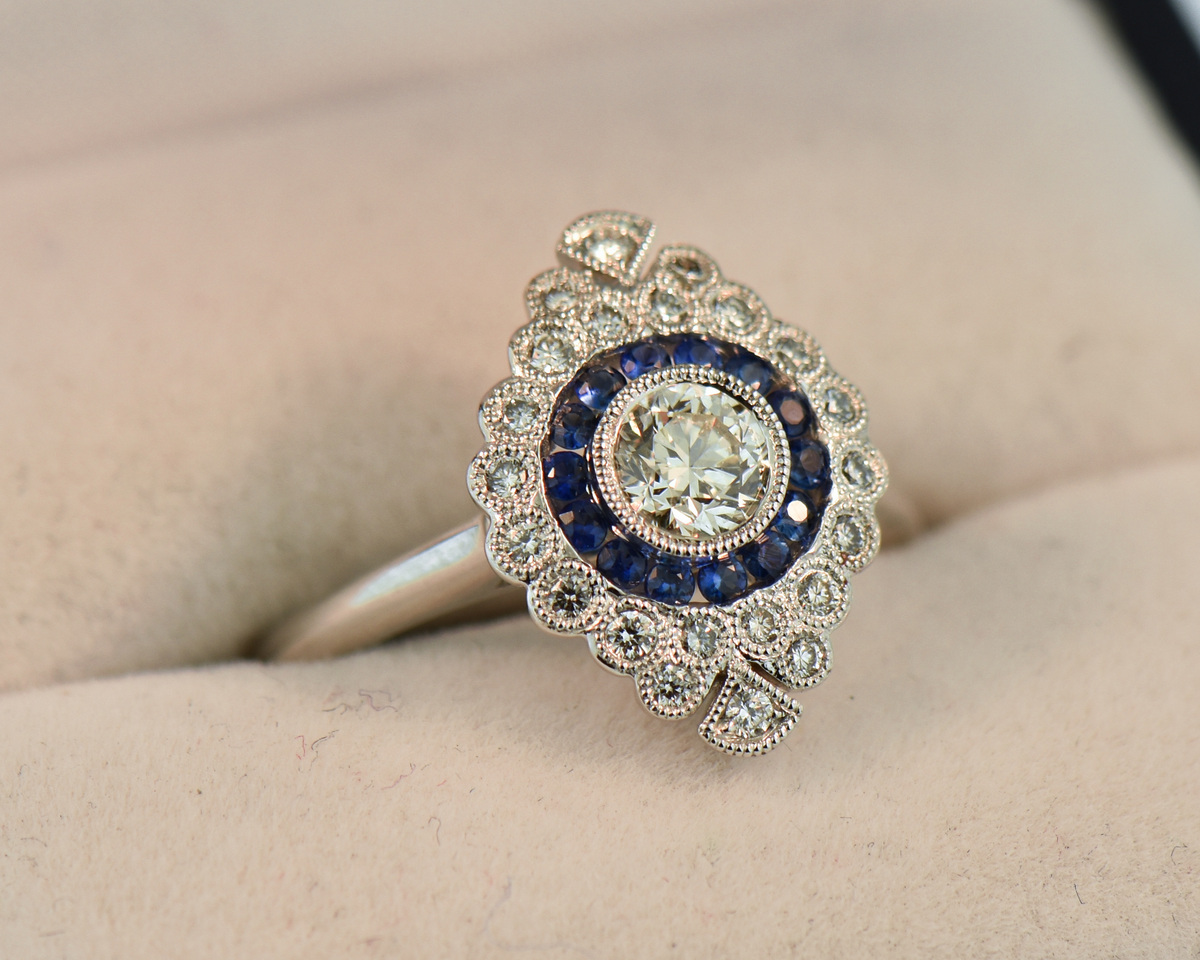 Edwardian Princess Cut Lab Diamond Vintage Engagement Ring In 14K White  Gold | Fascinating Diamonds