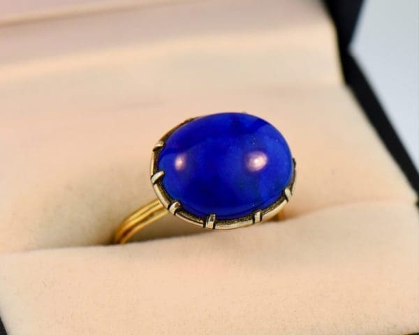 georgian lapis closed back solitaire ring