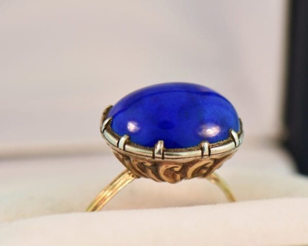 georgian lapis closed back solitaire ring 2
