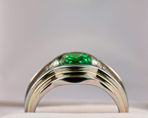 mens custom ring with 4ct tsavorite and cadillac diamonds 3