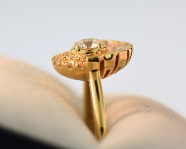 modern diamond baguette and round rising sun ring 3
