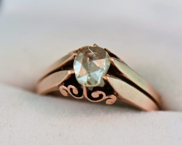 rose cut diamond rose gold solitaire engagement ring